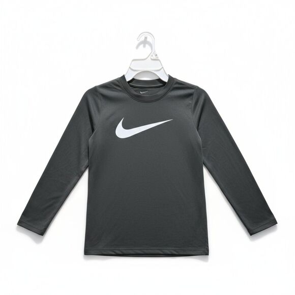 Nike Boys S Gray Long Sleeve Dri-Fit Athletic Top Performance Shirt NWT - Picture 1 of 9